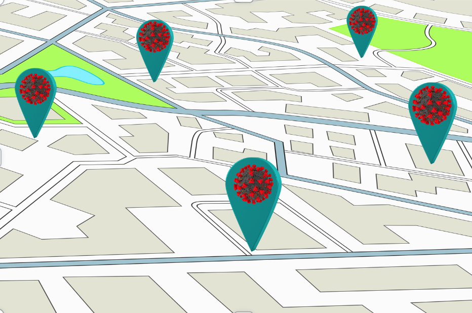 Shows how GPS tracking works on an smartphone screen